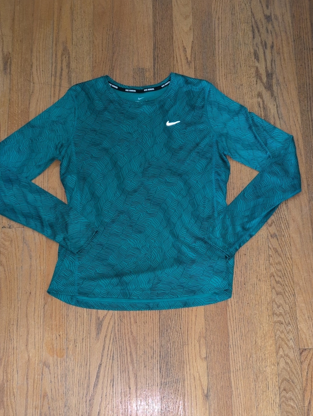 Nike Teal Patterned Long Sleeve Training Top